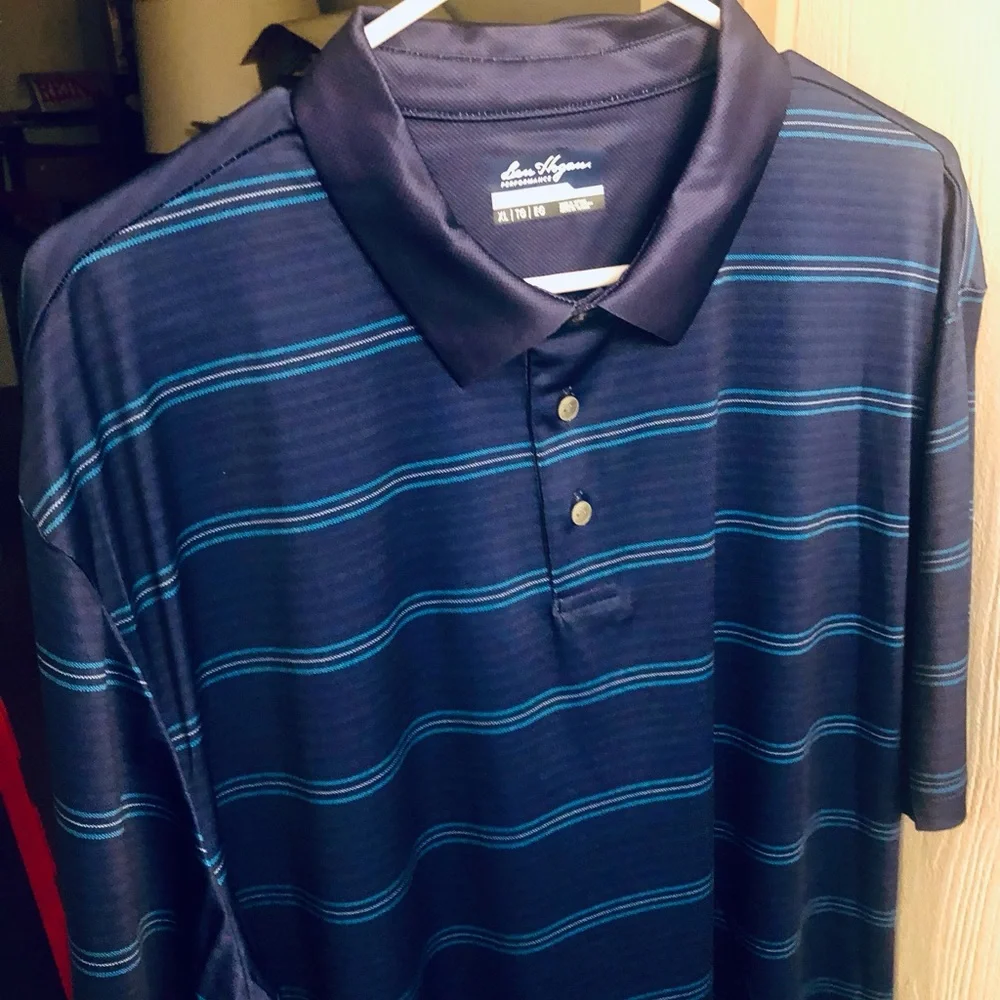 Ben Hogan Navy striped performance Golf Polo Shirt Men’s XL New